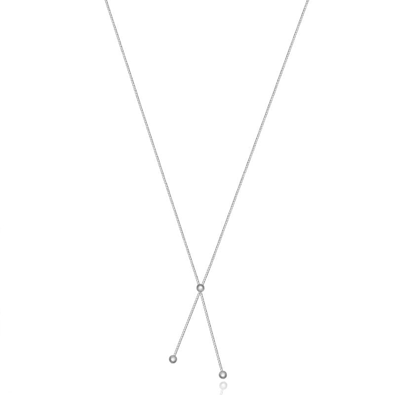 Colar Esfera em Ouro Branco 18k – 60 cm