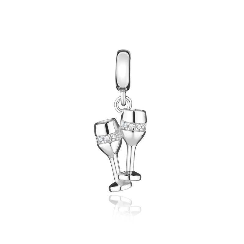 Charm Taças de Champagne Cravejado em Prata 925