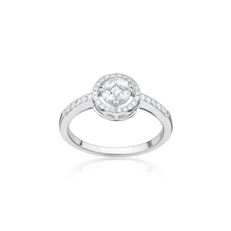 Anel Solitário com 35 Pontos de Diamantes em Ouro Branco 18k