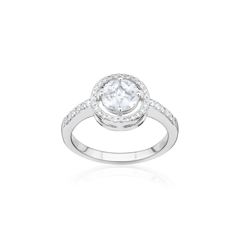 Anel em Ouro Branco com 66 Pontos de Diamantes