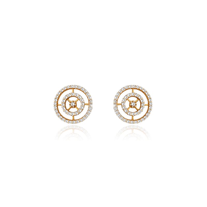 Brinco Círculos com Diamante em Ouro Amarelo 18k