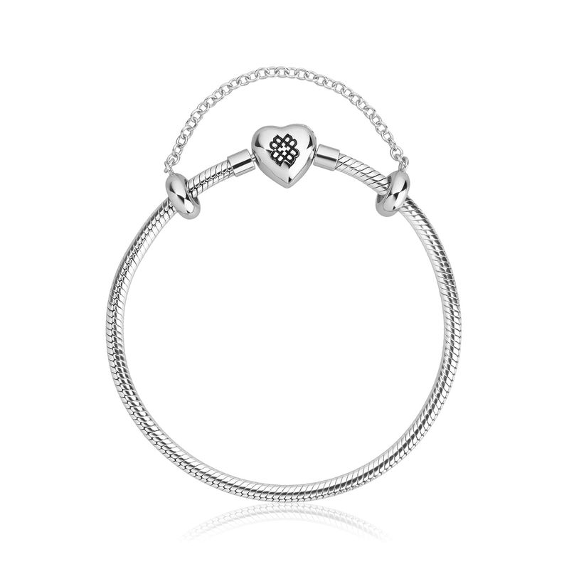 Pulseira Maleável em Prata 925 com Fecho Coração – 19 cm