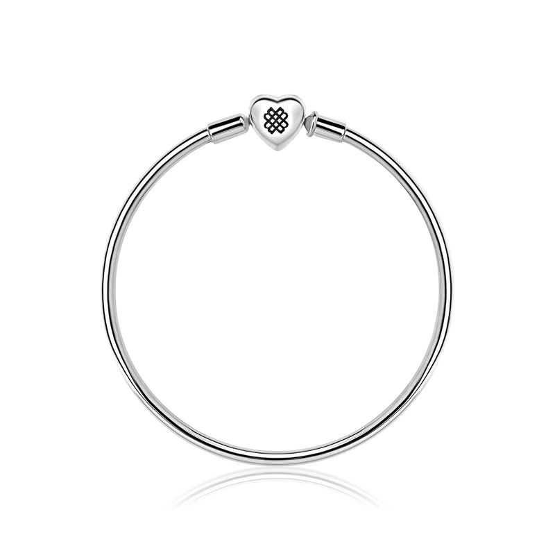 Pulseira Rígida Em Prata 925 Com Fecho Coração – 21 cm