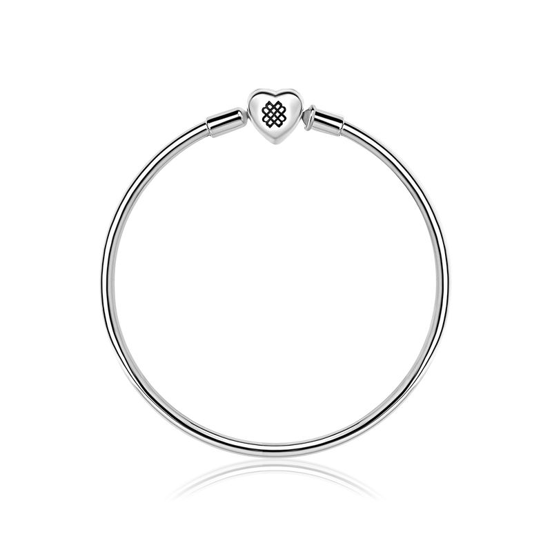 Pulseira Rígida Em Prata 925 Com Fecho Coração – 23 cm