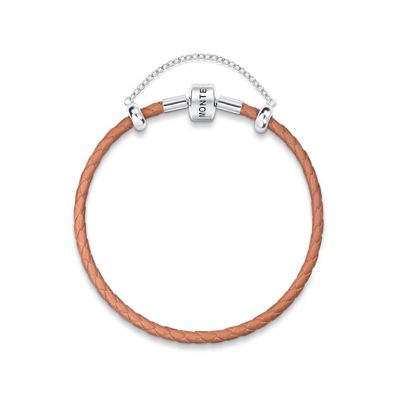 Pulseira De Couro Marrom E Prata 925 – 19,5 cm
