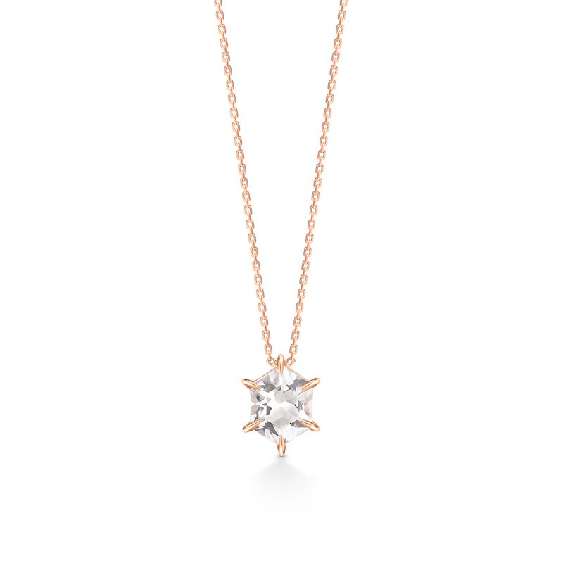 Pingente Hexagonal com Quartzo Murion em Ouro Rosé 18k