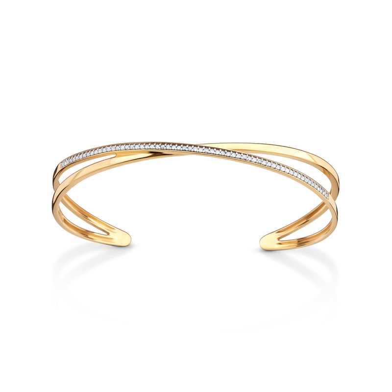 Pulseira Entrelaçada com Diamantes em Ouro Amarelo 18k – 18cm