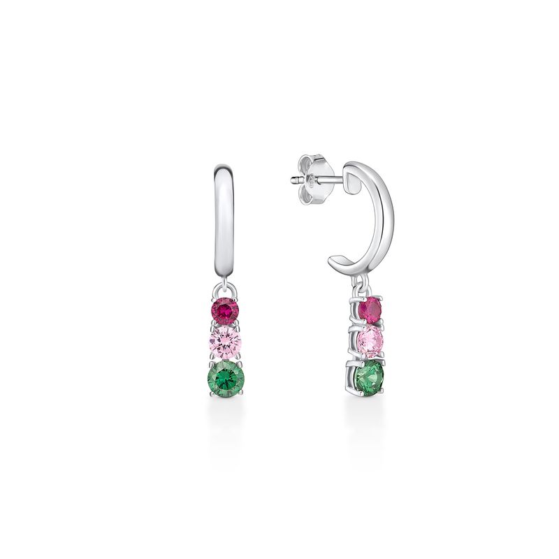 Argola Cravejada em Prata 925