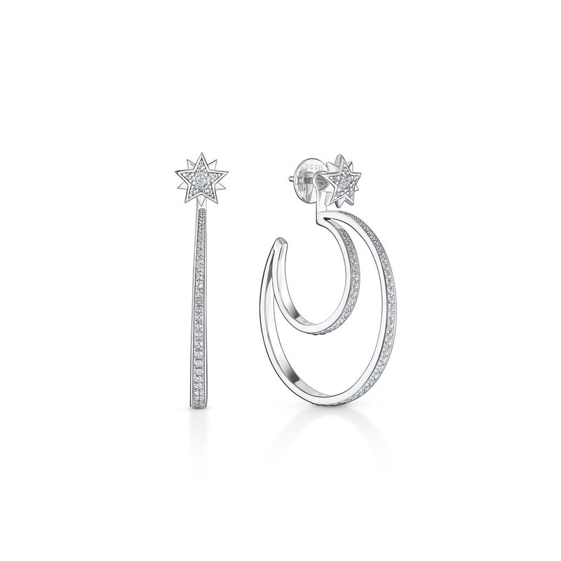 Brinco Argola Dupla Estrela com Topázio em Prata 925