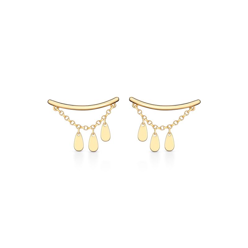Brinco Earcuff Gotas Articuladas em Ouro Amarelo 18k