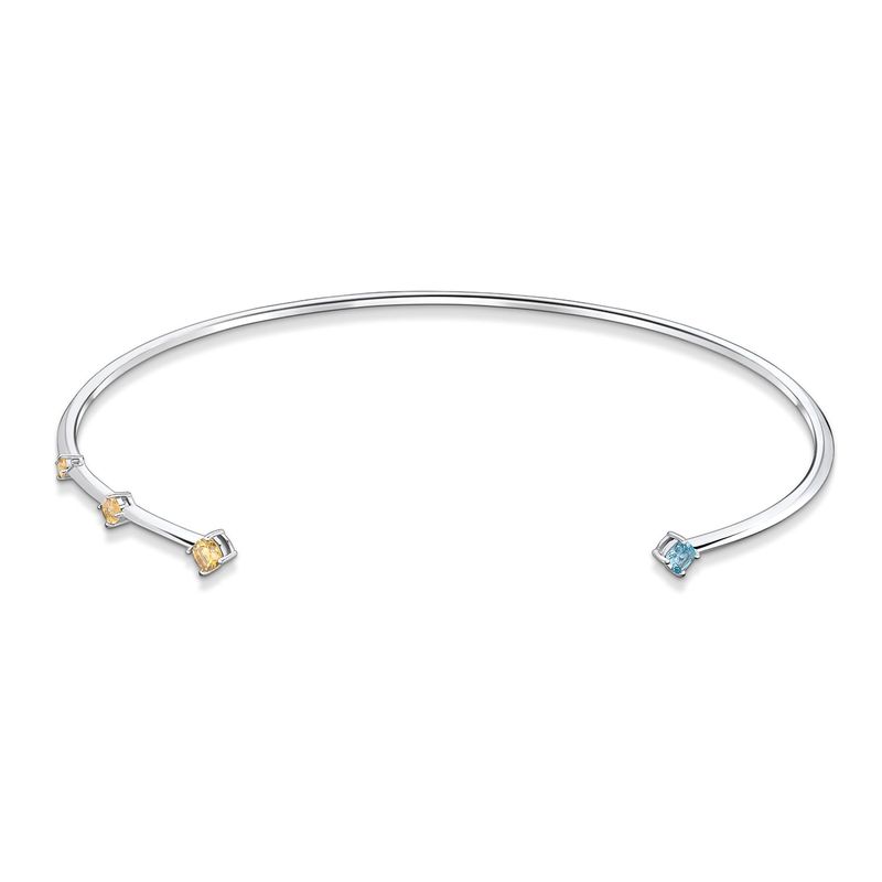 Colar Rígido com Citrino e Topázio Azul em Prata 925