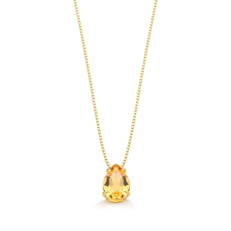 Pingente com Gota de Citrino em Ouro Amarelo 18k