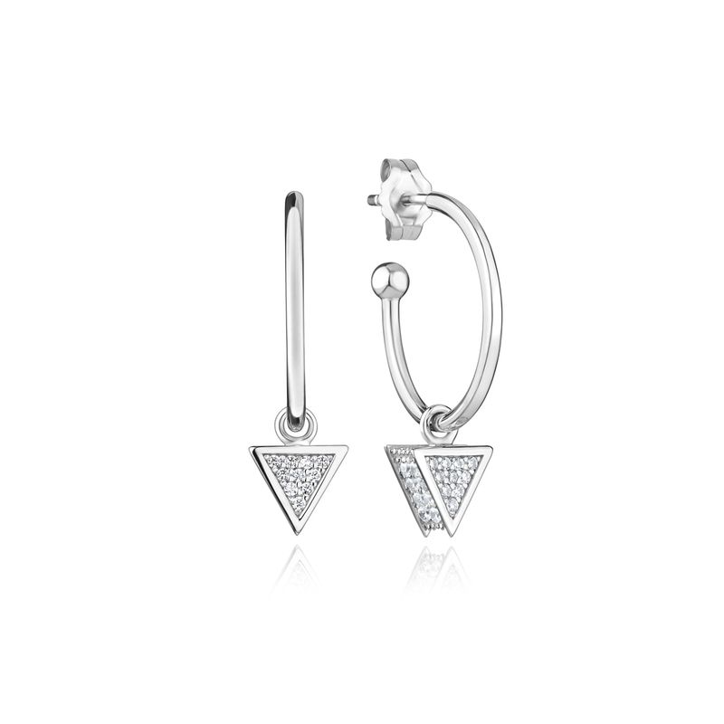 Argola Triângulo Cravejado em Prata 925