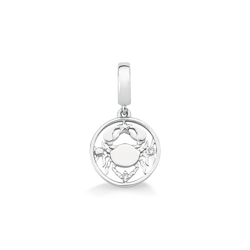 Charm Cancêr Cravejado em Prata 925