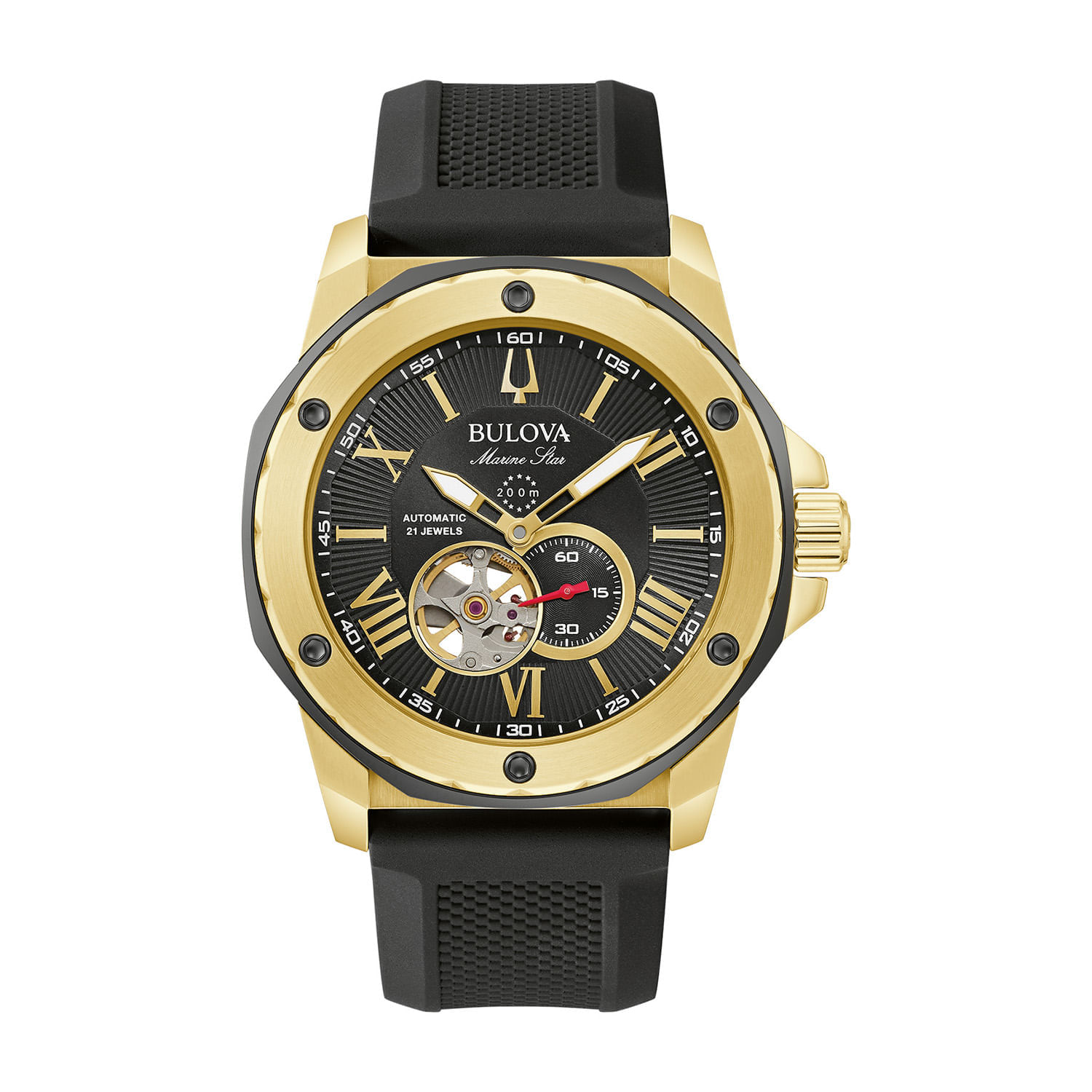Relógio Bulova Marine Star Masculino em Silicone Preto