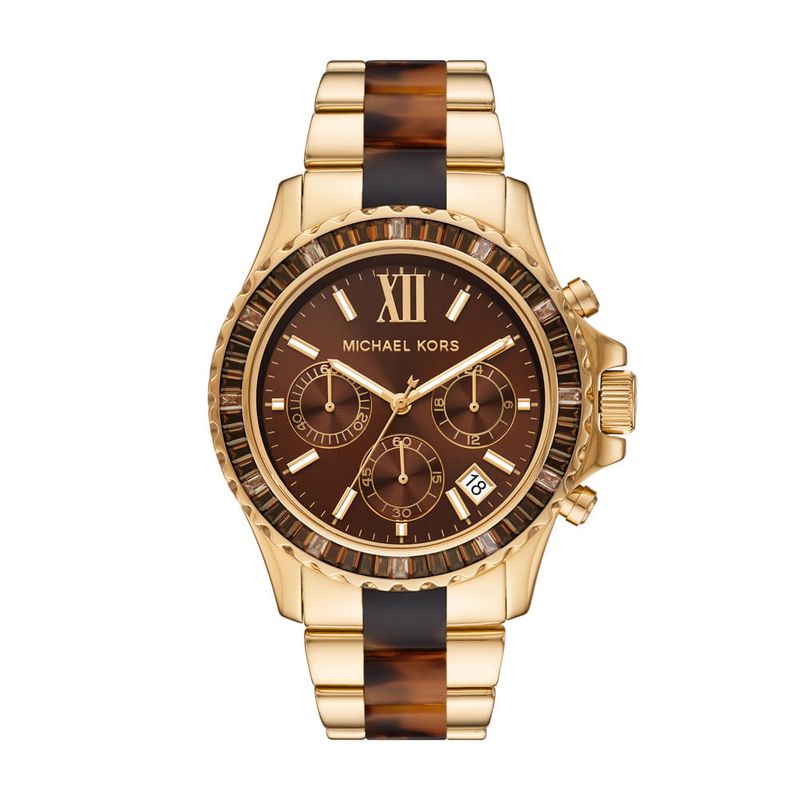 Relógio Michael Kors Feminino em Aço Dourado e Acetato