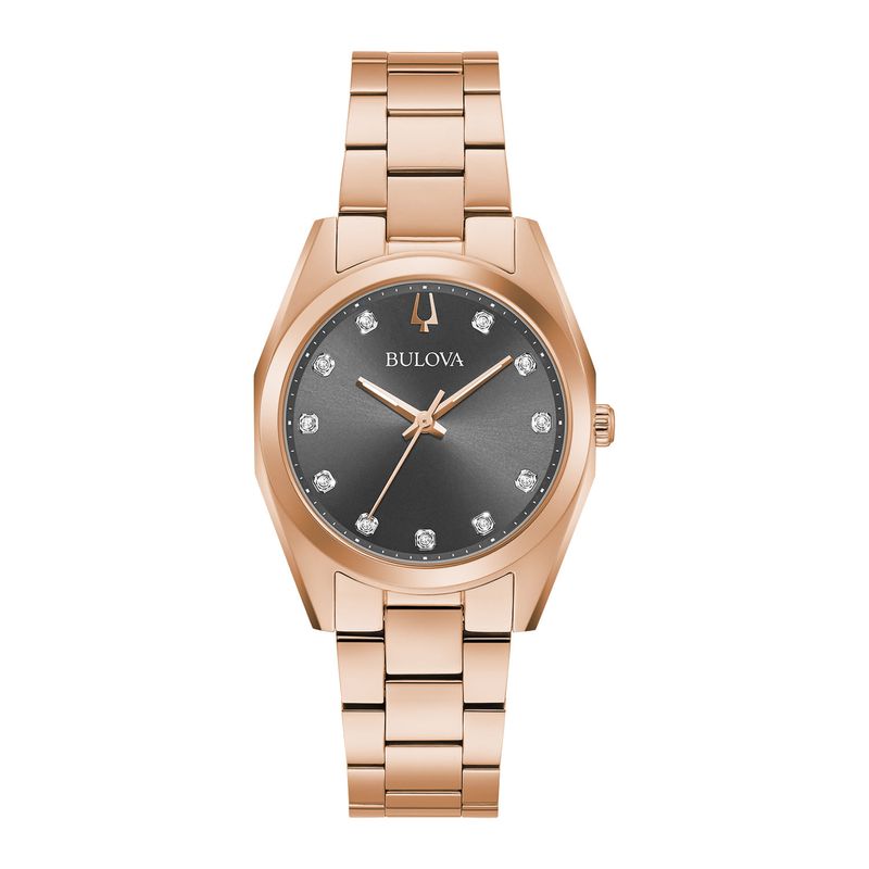 Relógio Bulova Surveyor Feminino em Aço Rosé com Diamantes 97P156