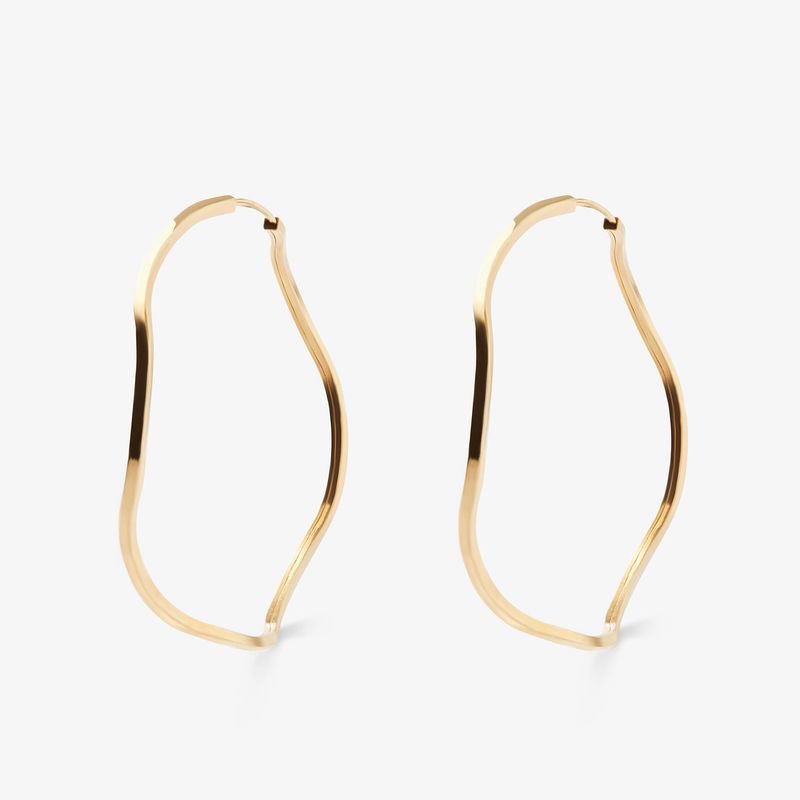 Brinco Argola Torcida Fio Quadrado em Ouro Amarelo 18k – 37mm