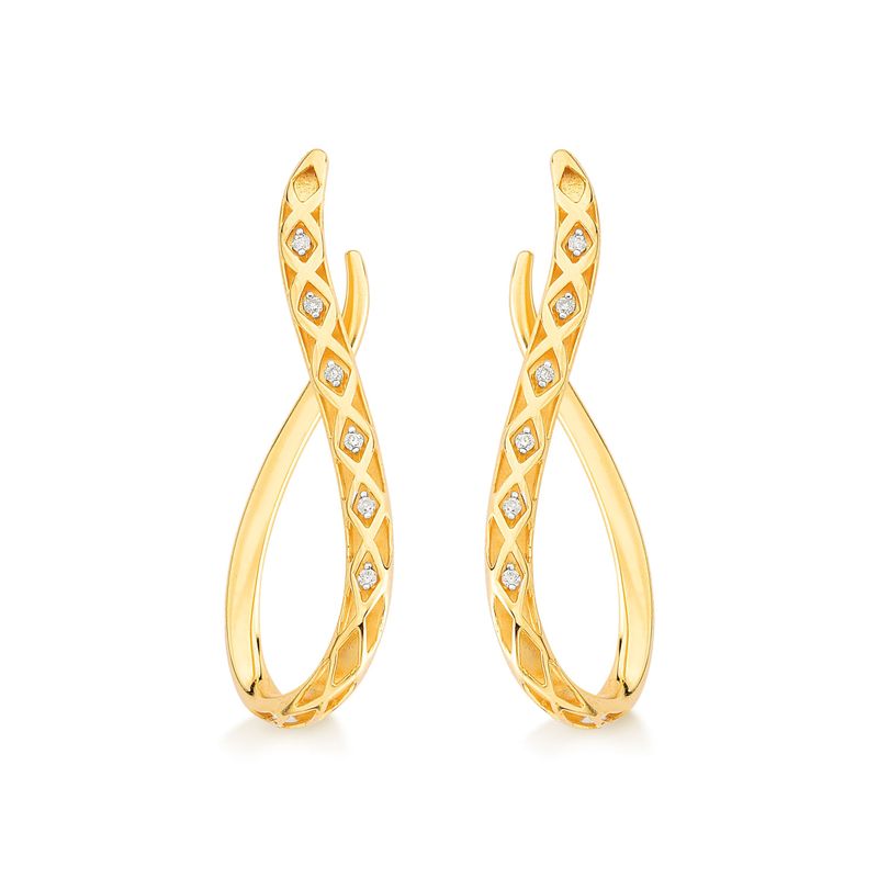 Brinco Pendurado com Diamantes, em Ouro Amarelo 18K