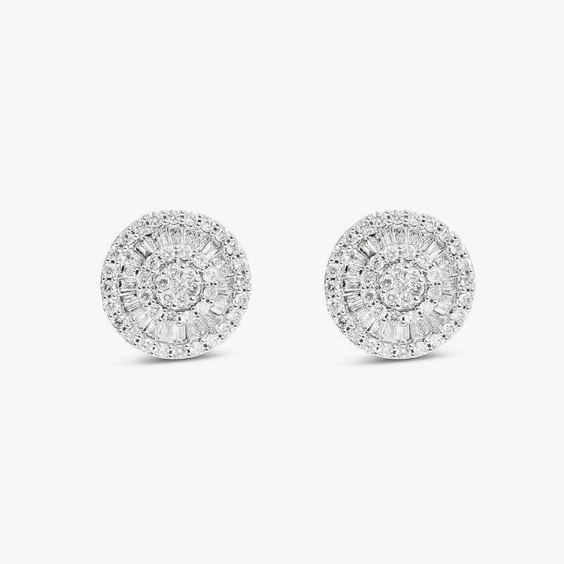 Brinco Stud com Diamantes em Ouro Branco 18k - 12 mm