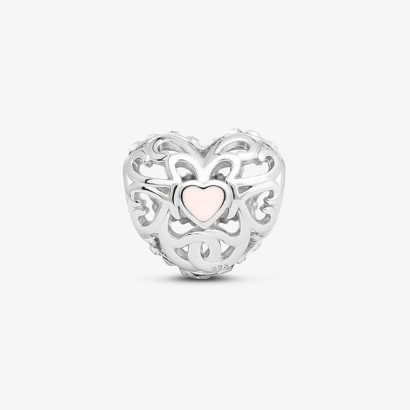 Charm Coração Vazado em Prata 925