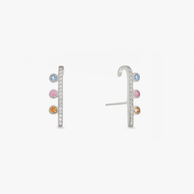 Brinco Ear Hook Cravejado em Prata 925