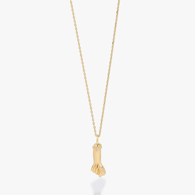 Colar Figa Cravejado em Prata 925 com Banho de Ouro Amarelo 18k