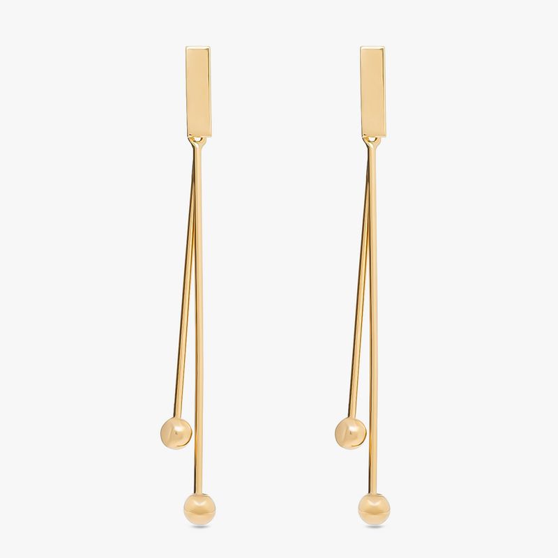 Brinco com Fios de Ouro e Esferas em Ouro Amarelo 18k – 64 mm