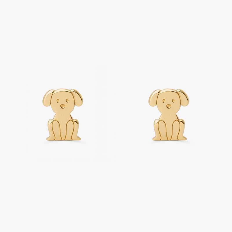 Brinco Cachorro em Ouro Amarelo 18k