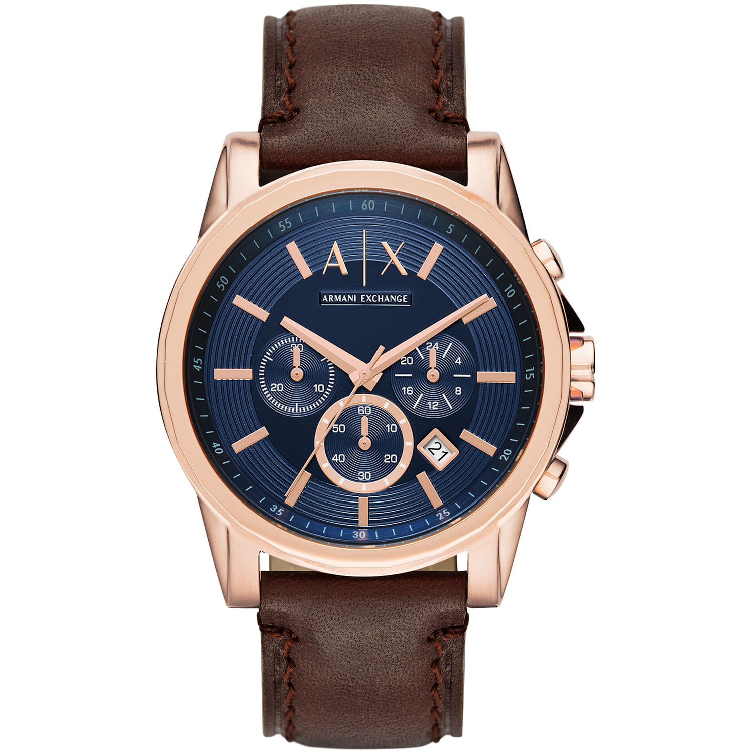 Relógio Armani Exchange Cronógrafo Masculino em Couro Marrom AX2508B1