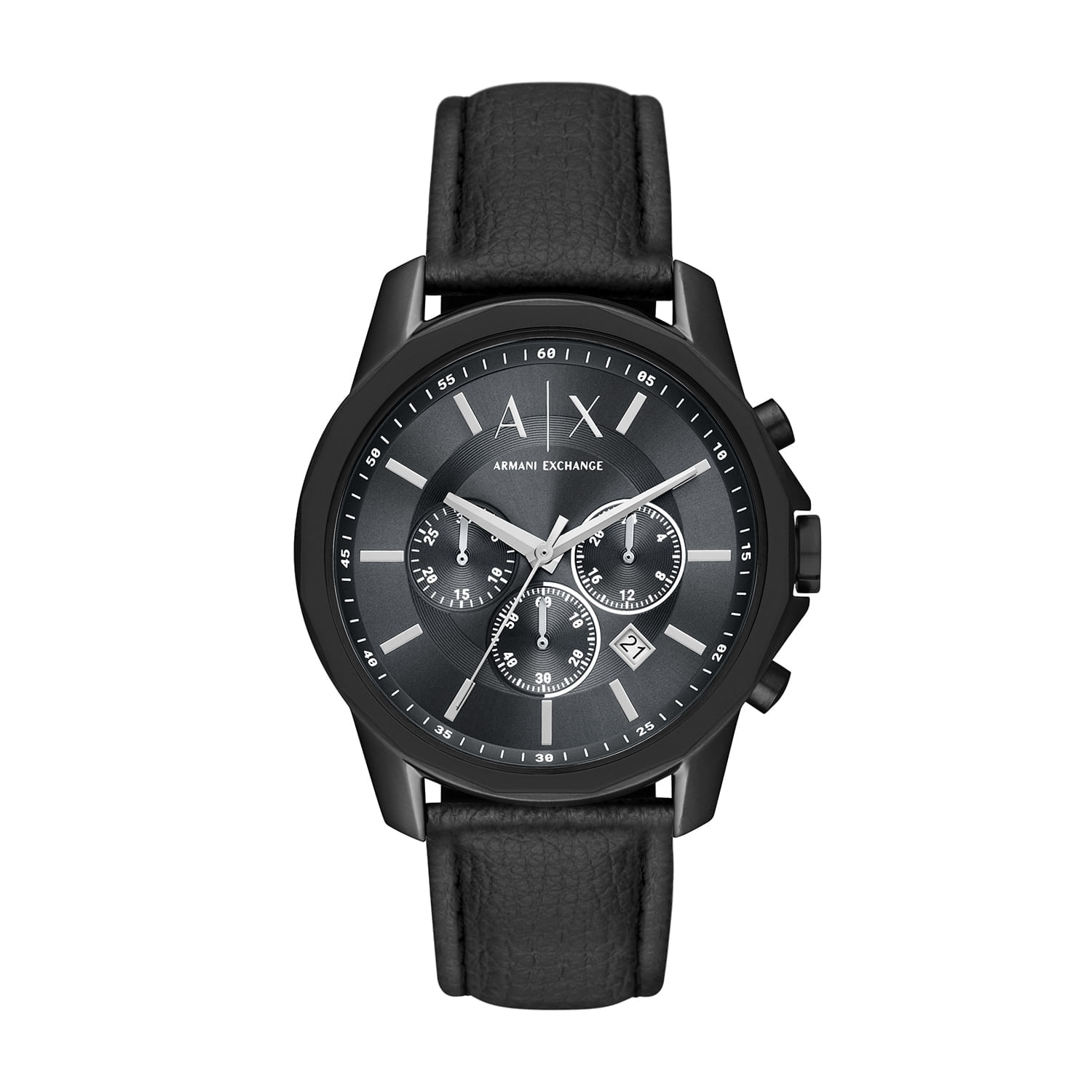 Relógio Armani Exchange Cronógrafo Masculino em Couro Preto AX1724B1