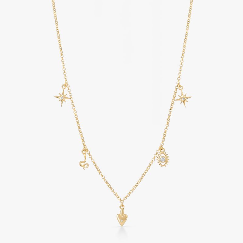 Colar Cravejado em Prata 925 com Banho de Ouro Amarelo 18k