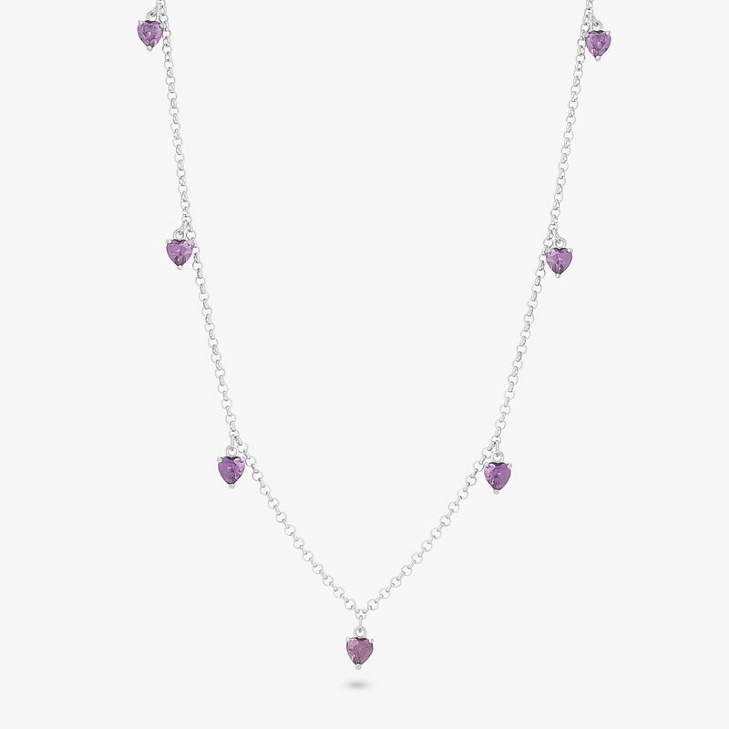 Colar Corações Cravejado em Prata 925