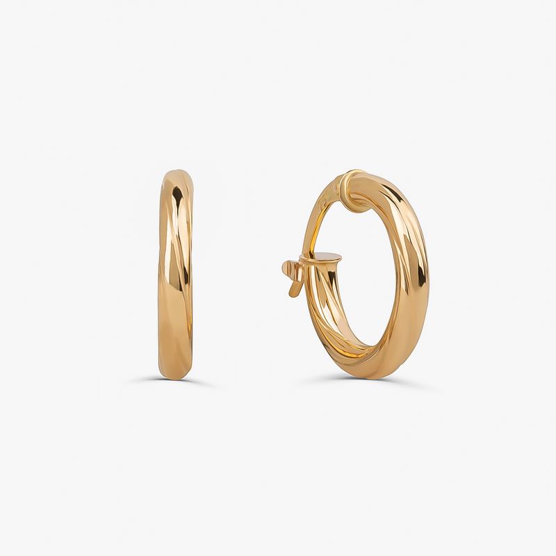 Brinco Argola Trabalhada Fio Redondo em Ouro Amarelo 18k – 10 mm