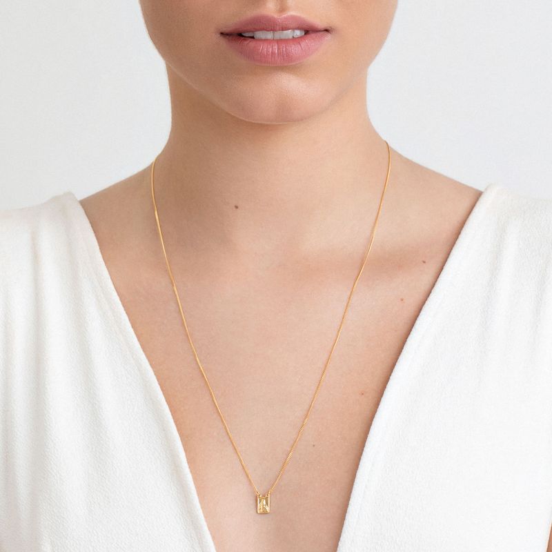 Colar de corrente fina com pingente dourado em forma de letra "N".
