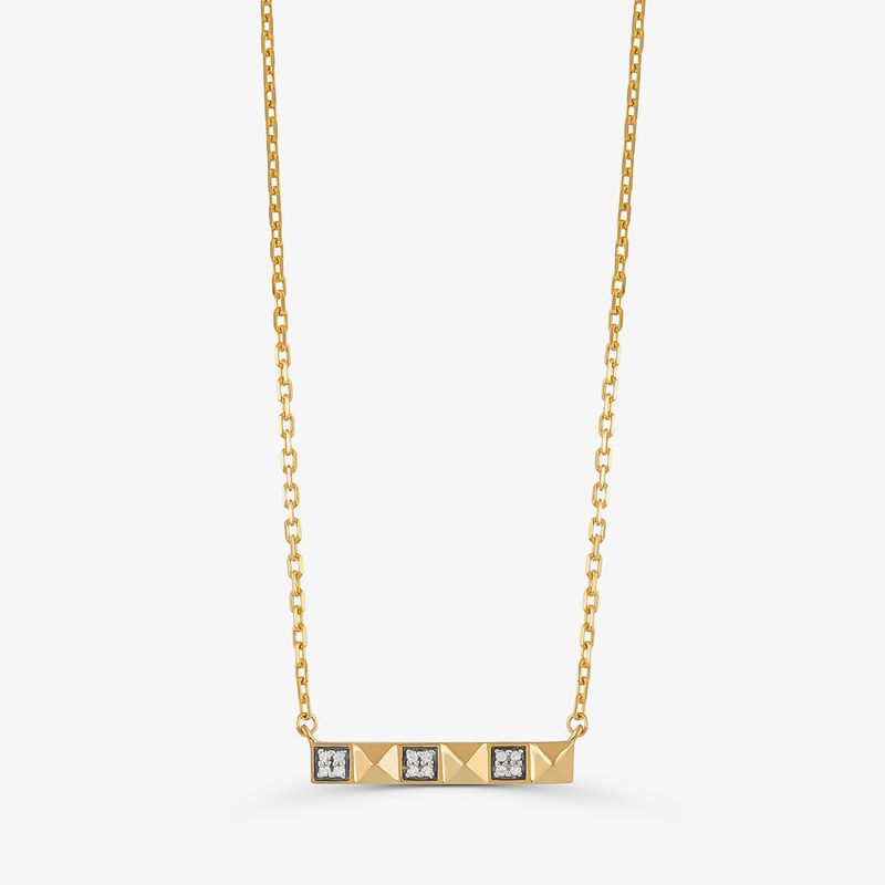 Colar Barra Spikes com Topázio em Prata 925 com Banho de Ouro Amarelo 18k