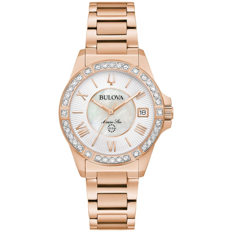 Relógio Bulova Marine Star Feminino em Aço Rosé com 24 Diamantes