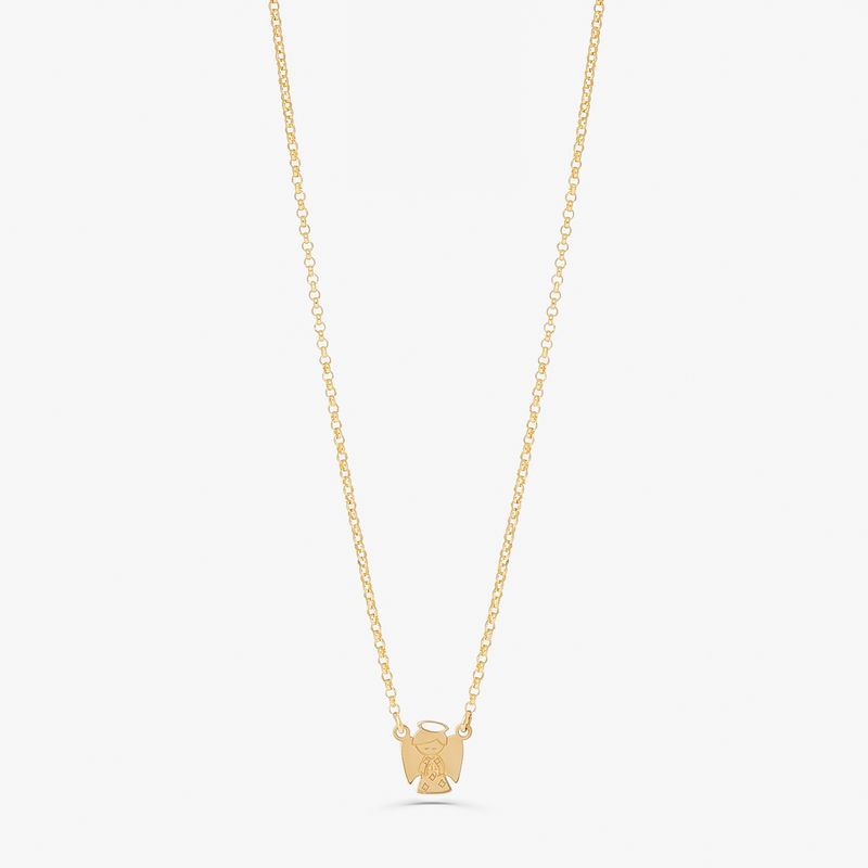 Escapulário Infantil Anjo em Ouro Amarelo 18k