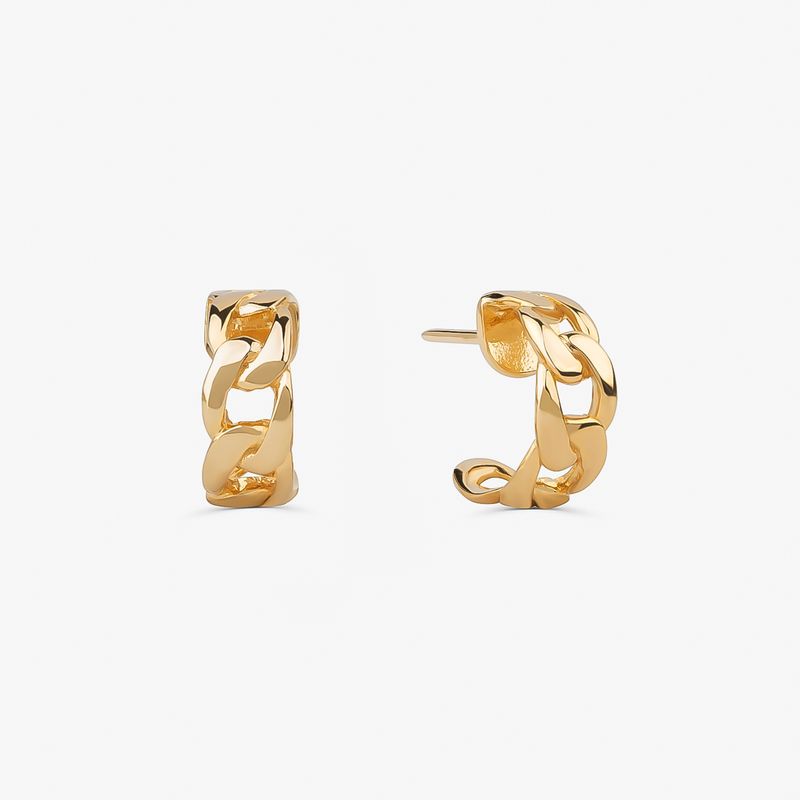 Brinco Argola Elos em Prata 925 com Banho de Ouro Amarelo 18k