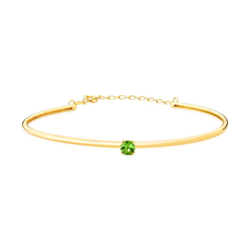 Pulseira Rígida com Turmalina Verde em Ouro Amarelo 18k – 17 cm