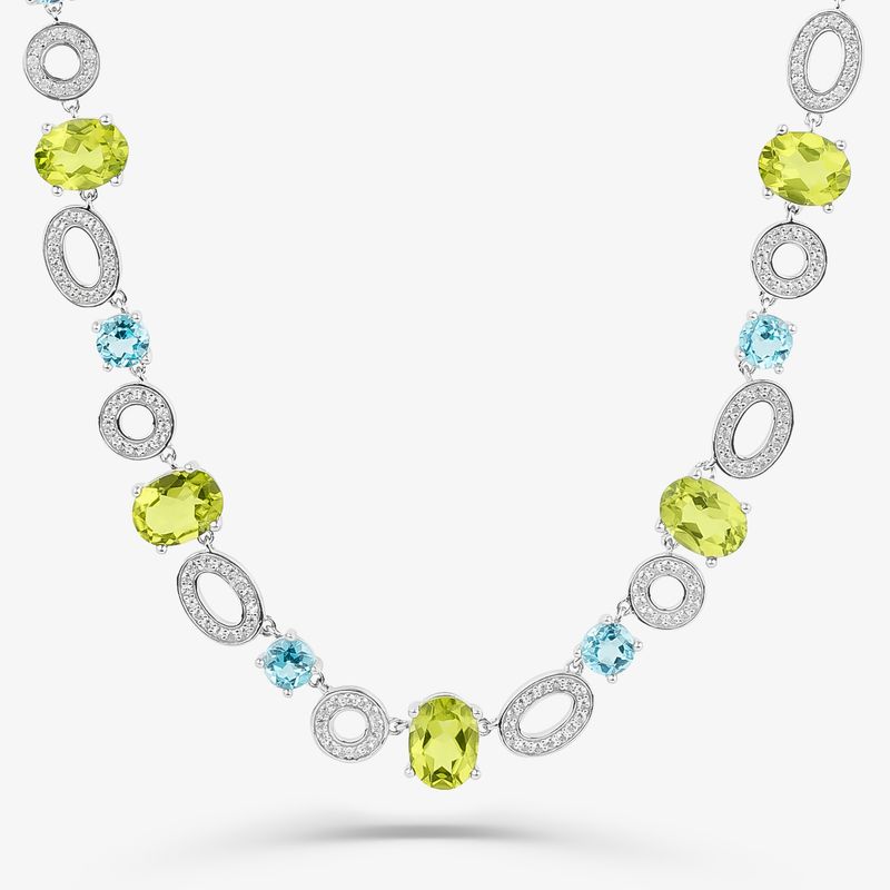 Maxi Colar com Peridoto, Topázio Azul e Safira em Prata 925