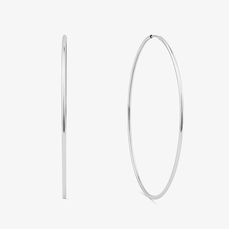 Brinco Argola Fio Redondo em Ouro Branco 18k – 50mm