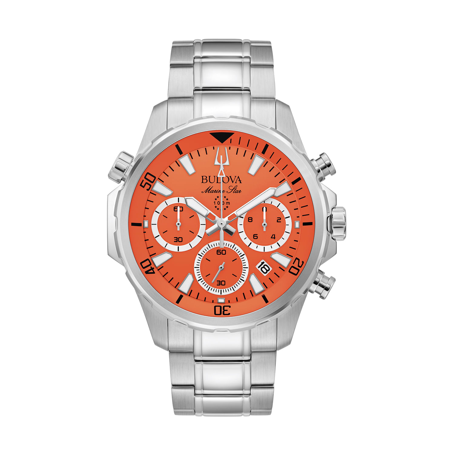 Relógio Bulova Marine Star Cronógrafo Masculino em Aço Prateado 96B395N