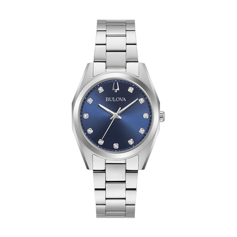Relógio Bulova Feminino Classic Surveyor com 11 Diamantes em Aço Prateado 96P229