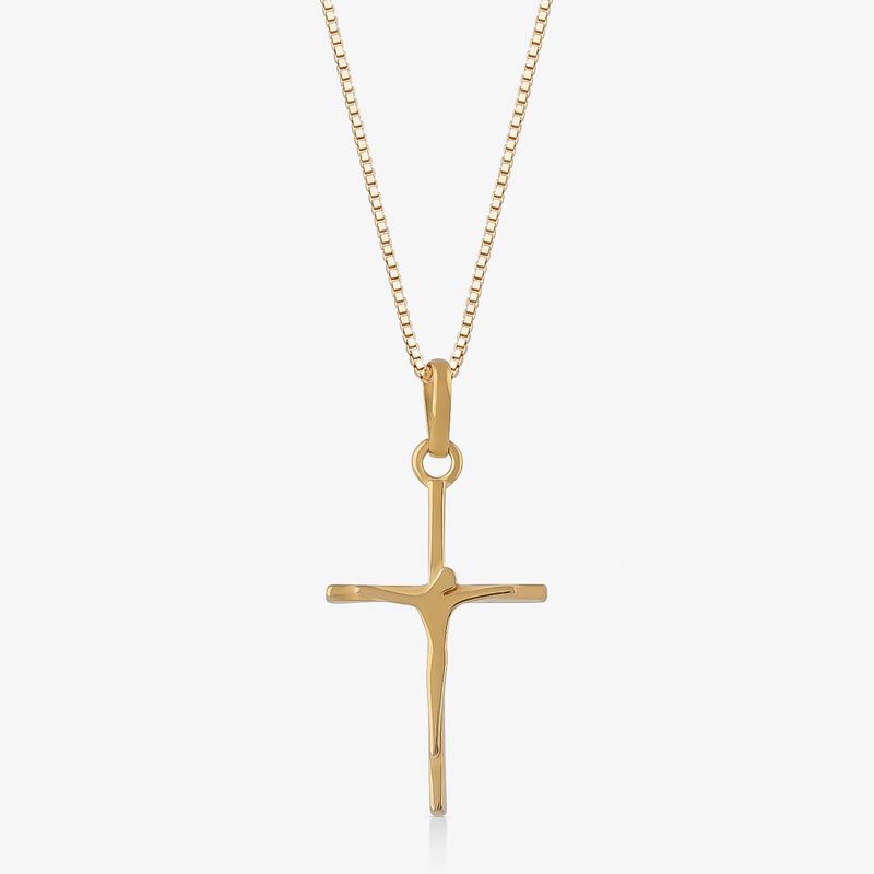 Pingente Crucifixo em Prata 925 com banho de Ouro Amarelo 18k