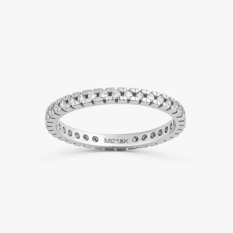Aliança Inteira com 36 Pontos de Diamantes em Ouro Branco 18k