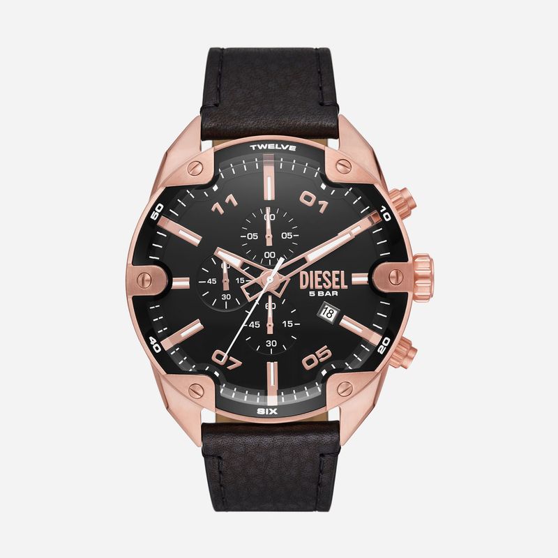 Relógio Diesel Masculino em Couro Preto