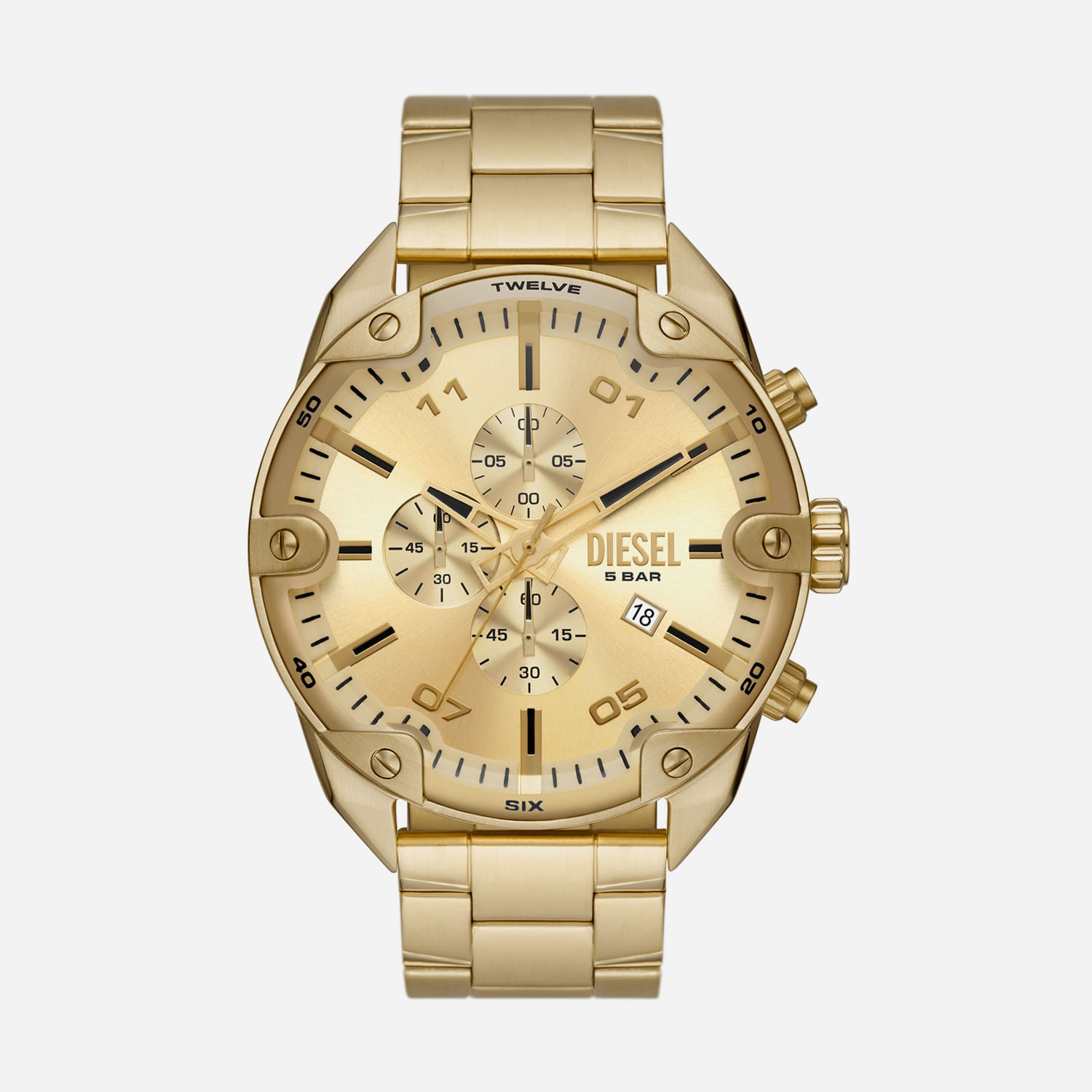 Relógio Diesel Cronógrafo Masculino em Aço Dourado DZ4608B1