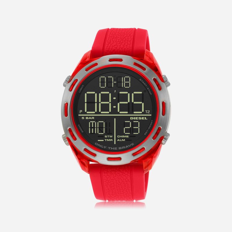 Relógio Diesel Masculino Digital em Silicone Vermelho DZ1900
