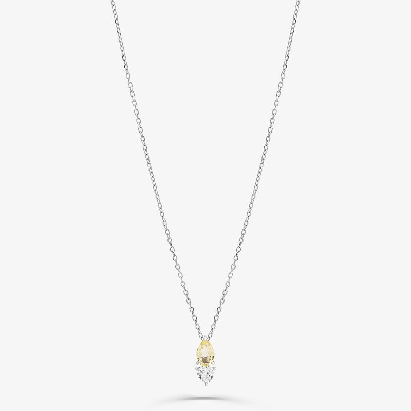 Colar com Quartzo Lemon e Safira em Prata 925